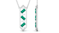 Real Emerald Geometric Dangle Necklace with Diamond