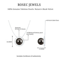 Round Tahitian Pearl Solitaire Necklace with Diamond and Beaded Detailing