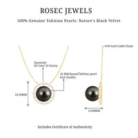 Round Tahitian Pearl Solitaire Necklace with Diamond and Beaded Detailing