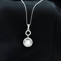 2 Carat Round Moissanite Wedding Dangle Necklace with Halo