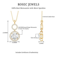 2 Carat Round Moissanite Wedding Dangle Necklace with Halo