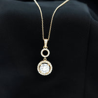 2 Carat Round Moissanite Wedding Dangle Necklace with Halo