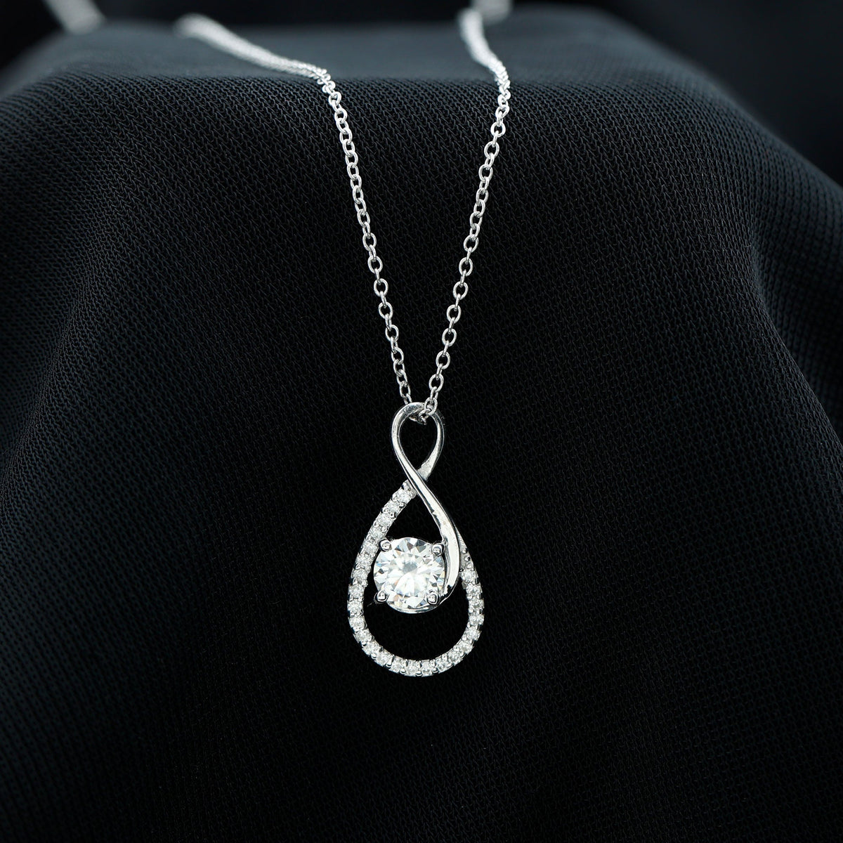 Certified Moissanite Silver Infinity Drop Pendant Necklace