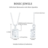 1.8 Carat Solitaire Moissanite Emerald Cut Pendant Necklace