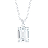 1.8 Carat Solitaire Moissanite Emerald Cut Pendant Necklace