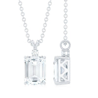 1.8 Carat Solitaire Moissanite Emerald Cut Pendant Necklace