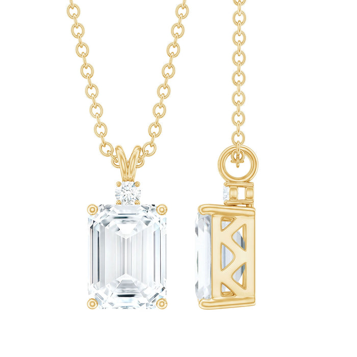 Elegant 1.8 carat moissanite emerald cut pendant necklace from Rosec Jewels featuring a sparkling solitaire gemstone.