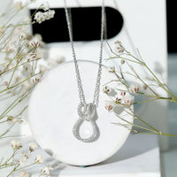 Certified Moissanite Twisted Infinity Necklace with Silver Chain