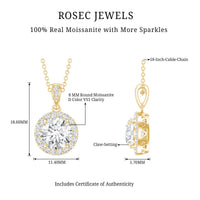 Round Moissanite Classic Halo Pendant Necklace