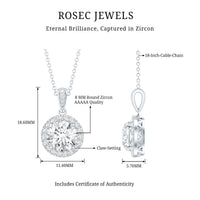 Round Cubic Zirconia Classic Halo Pendant