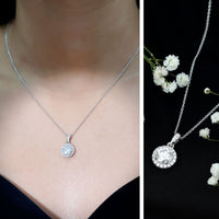 Round Cubic Zirconia Classic Halo Pendant