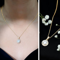 Round Cubic Zirconia Classic Halo Pendant