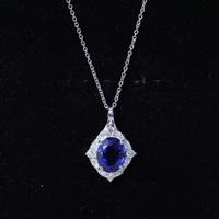 Lab Grown Blue Sapphire and Diamond Vintage Necklace