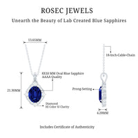 Lab Grown Blue Sapphire and Diamond Vintage Necklace