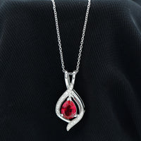 1 Carat Lab Created Ruby Teardrop Pendant with Moissanite