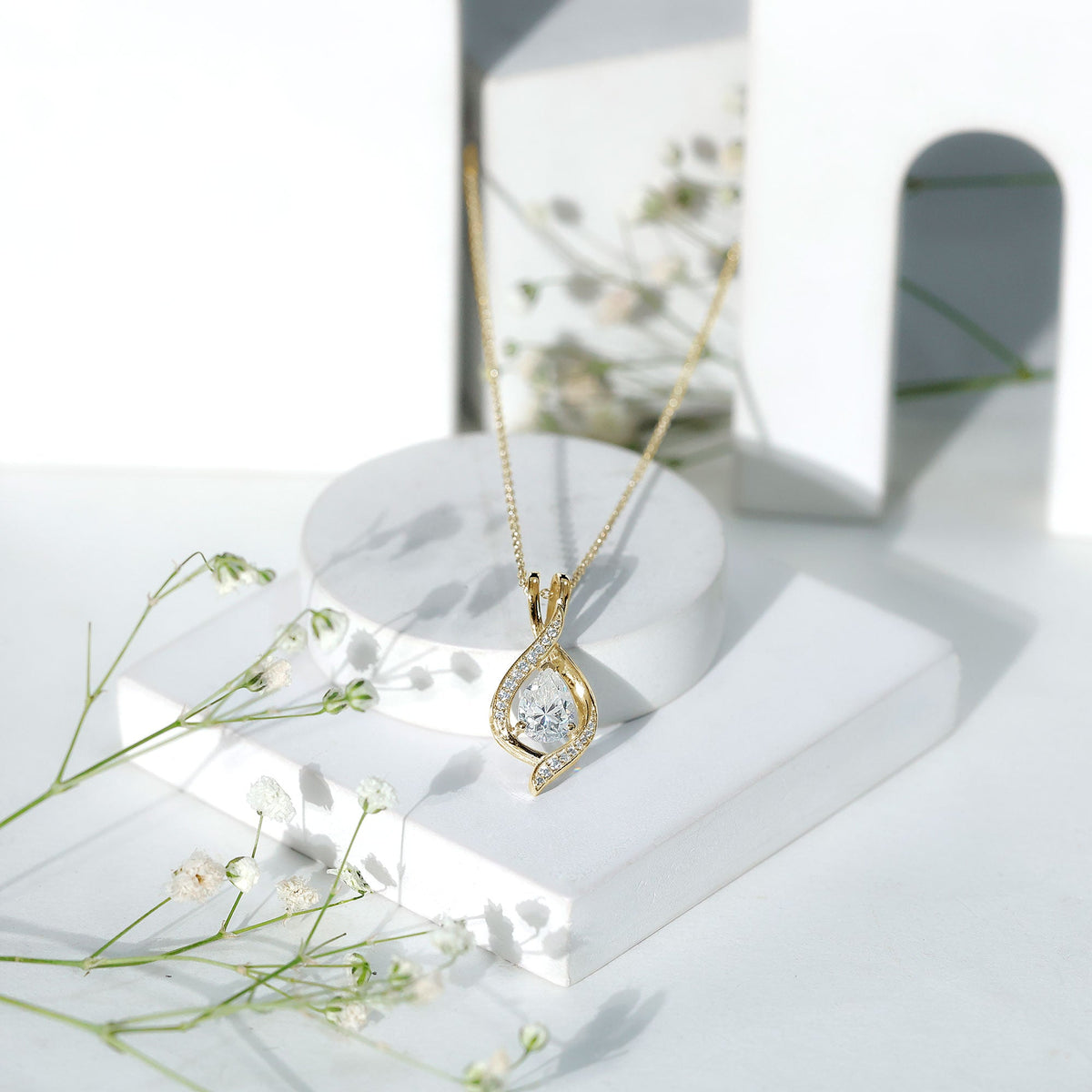 1.25 CT Certified Moissanite Teardrop Necklace for Women
