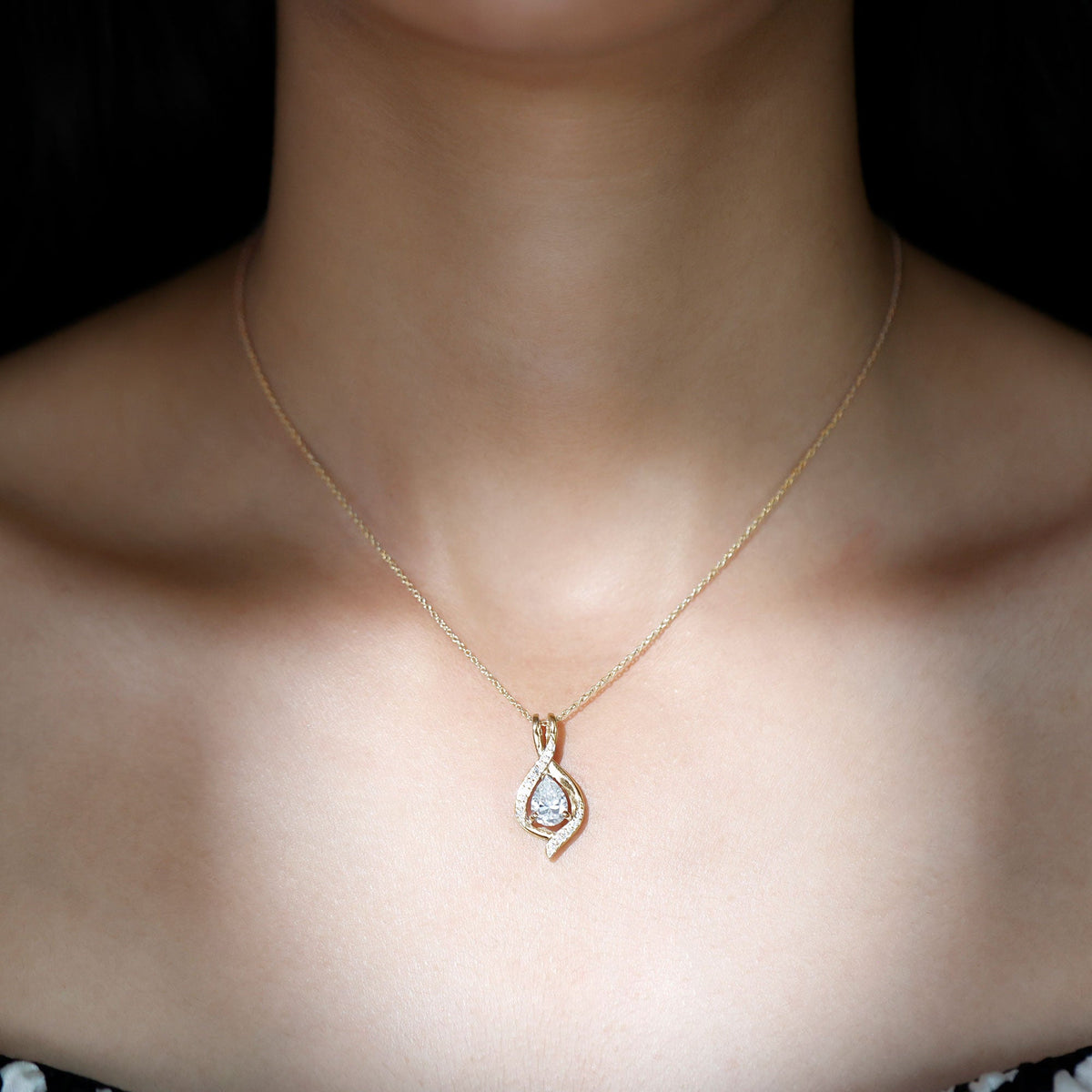 1.25 CT Certified Moissanite Teardrop Necklace for Women