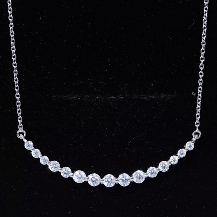 Yellow moissanite curved bar pendant necklace for women by Rosec Jewels, showcasing a sleek, elegant jewelry design.
