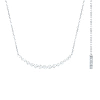 Moissanite curved bar pendant necklace for women by Rosec Jewels, showcasing a sleek, elegant jewelry design.