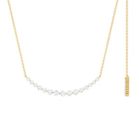 Moissanite curved bar pendant necklace for women by Rosec Jewels, showcasing a sleek, elegant jewelry design.