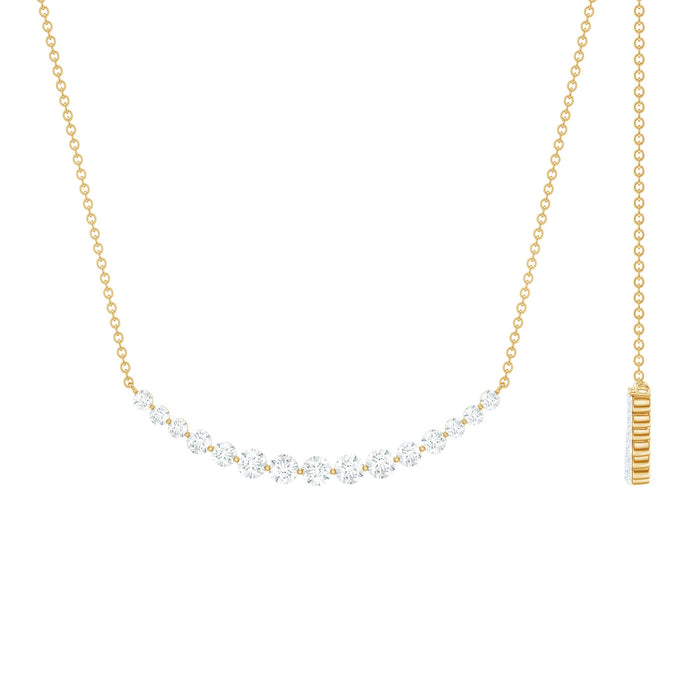 Moissanite curved bar pendant necklace for women by Rosec Jewels, showcasing a sleek, elegant jewelry design.