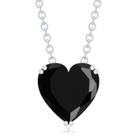 Heart-shaped black spinel pendant with 2-carat solitaire gemstone in double prong setting, from Rosec Jewels.