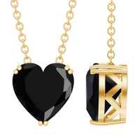 Heart-shaped black spinel solitaire pendant in double prong setting by Rosec Jewels, showcasing elegant jewelry design.