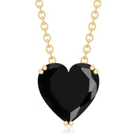 Heart-shaped black spinel solitaire pendant with double prong setting, featuring a 2-carat gemstone from Rosec Jewels.