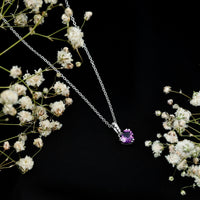 Certified Solitaire Amethyst Heart Necklace with Diamond
