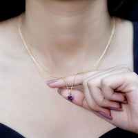 Certified Solitaire Amethyst Heart Necklace with Diamond