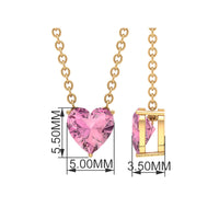 1 Carat Heart Shape Pink Tourmaline Pendant Necklace