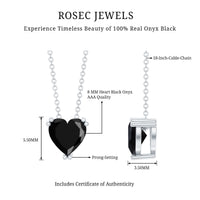 Heart Shape 2 Carat Black Onyx Solitaire Necklace