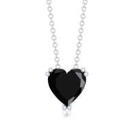 Heart Shape 2 Carat Black Onyx Solitaire Necklace