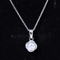 Moonstone and Diamond Flower Pendant Necklace