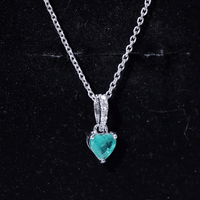 Heart Shape Emerald Promise Necklace with Diamond Accent Bail