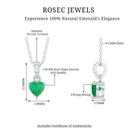 Heart Shape Emerald Promise Necklace with Diamond Accent Bail