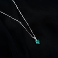 Heart Shape Emerald Promise Necklace with Diamond Accent Bail