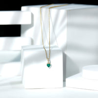 Heart Shape Emerald Promise Necklace with Diamond Accent Bail