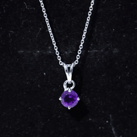 0.45 CT Round Amethyst Solitaire Pendant with Rabbit Ear Bail