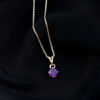 0.45 CT Round Amethyst Solitaire Pendant with Rabbit Ear Bail