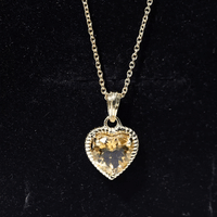 Natural Heart Shape 2 Carat Citrine Pendant Necklace with Rope Frame