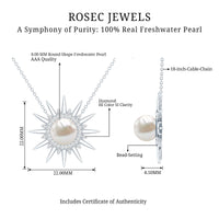 Natural Freshwater Pearl and Diamond Sunburst Pendant Necklace