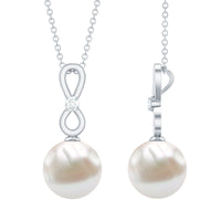 10 MM Round Freshwater Pearl Drop Infinity Pendant with Diamond