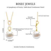 10 MM Round Freshwater Pearl Drop Infinity Pendant with Diamond