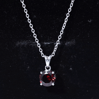 2.3 Carat Round Cut Garnet Solitaire Necklace with Rabbit Ear Bail