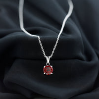 2.3 Carat Round Cut Garnet Solitaire Necklace with Rabbit Ear Bail