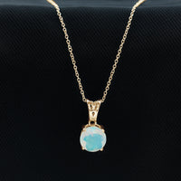 Real Ethiopian Opal Solitaire Pendant Necklace with Chain
