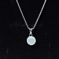 Genuine Ethiopian Opal Solitaire Necklace With Chain