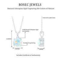 Genuine Ethiopian Opal Solitaire Necklace With Chain