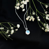 Genuine Ethiopian Opal Solitaire Necklace With Chain